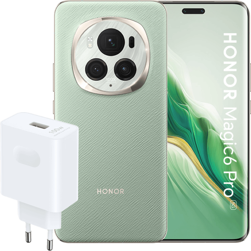 HONOR Magic6 PRO 5G 12/512GB+ŁADOWARKA 100W zielony front i tył z ładowarką